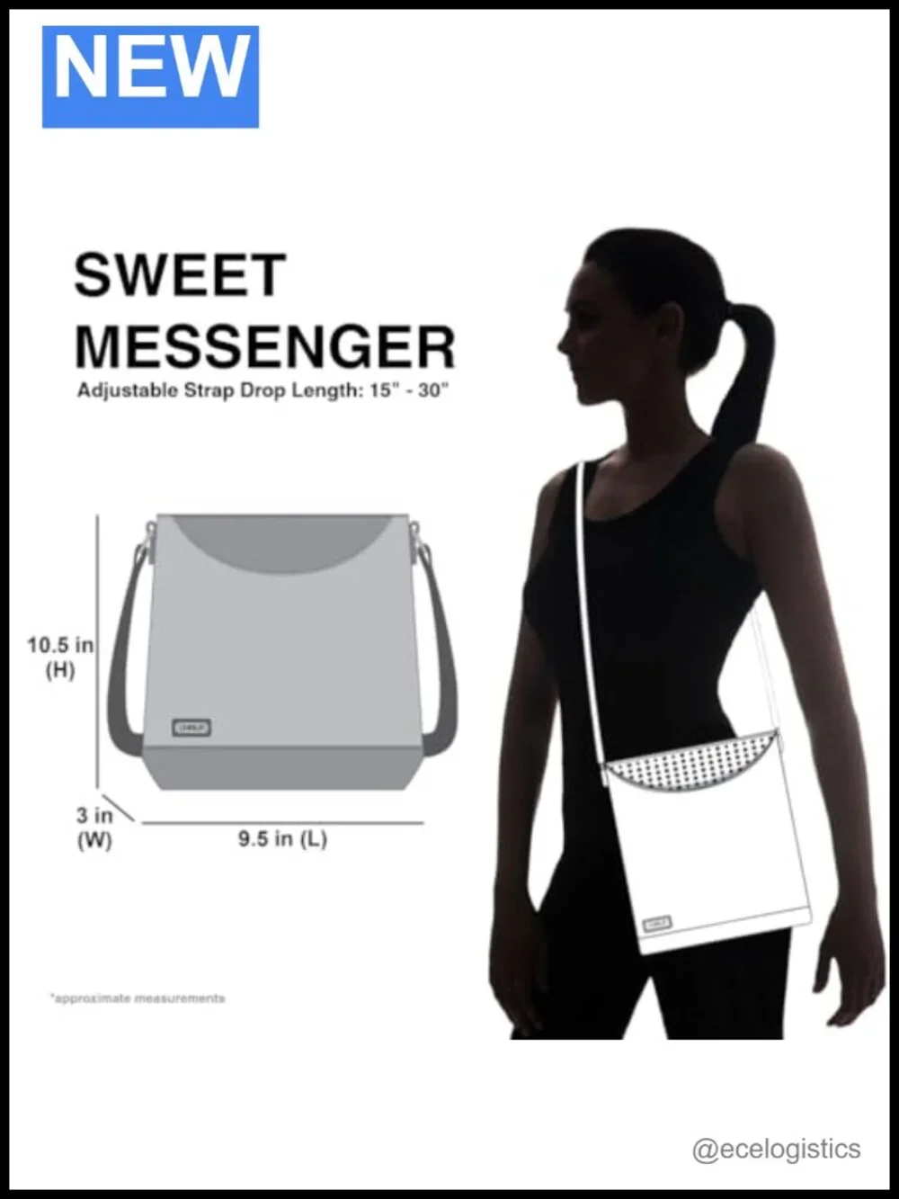 Faux Leather Messenger Bag with Adjustable Strap, Fits iPad